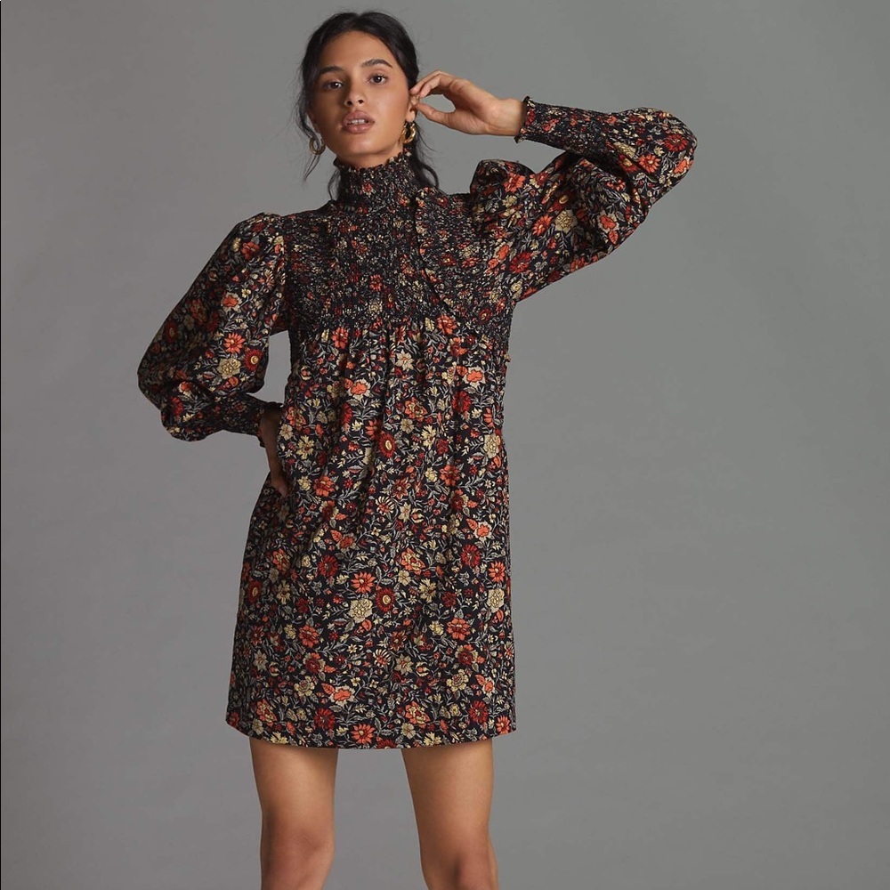 NWT - Anthropologie Plenty by Tracy Reese Smocked Floral Mini Dress
